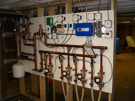 View of a the level 1 hydronic controls panel